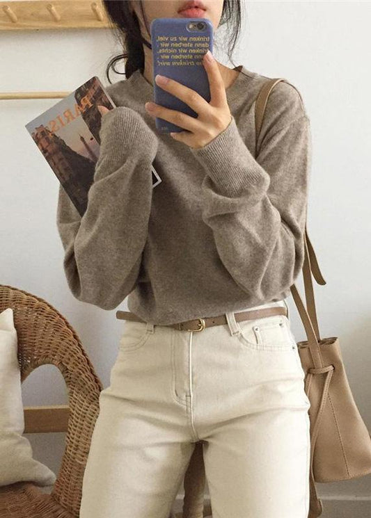 Cozy o neck purple knit tops trendy plus size wild Blouse - SooLinen