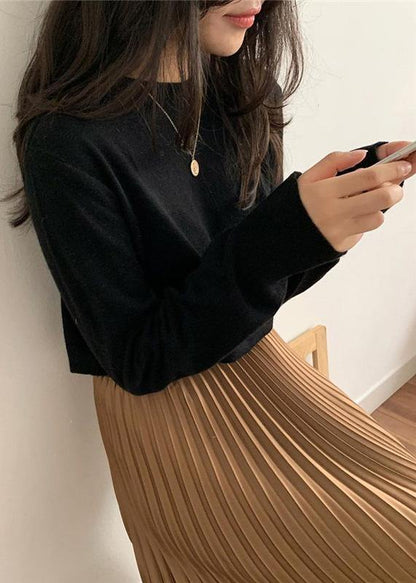 Cozy o neck purple knit tops trendy plus size wild Blouse - SooLinen