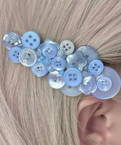 Cut Blue Acrylic Button Hairpin
