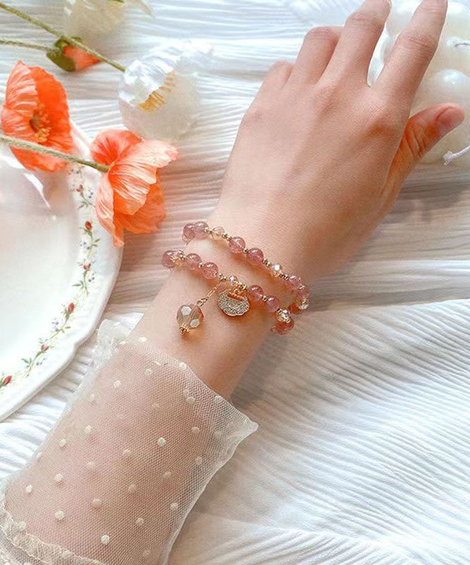 Bonita pulsera con dije de perla de cristal dorado y cobre rojo agua