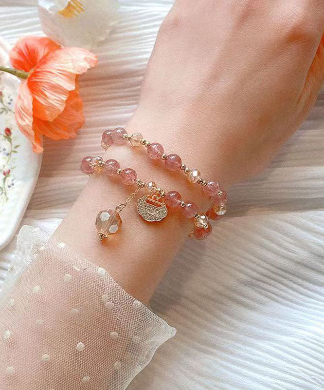 Süßes Aqua Rot Kupfer Overgild Perlen Kristall Charm Armband