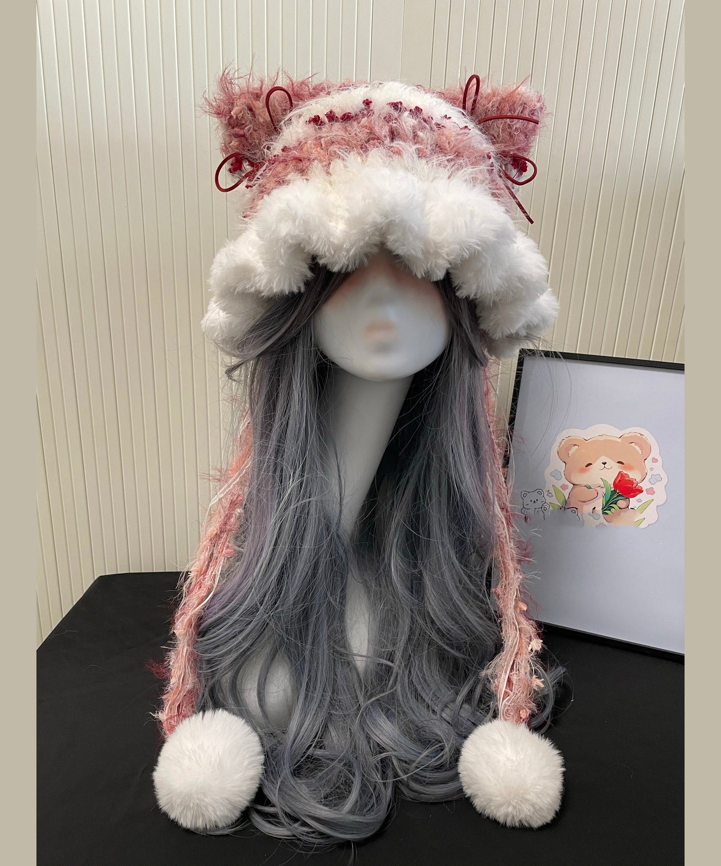 Bonito gorro de punto negro, grueso, cálido y versátil de polar.