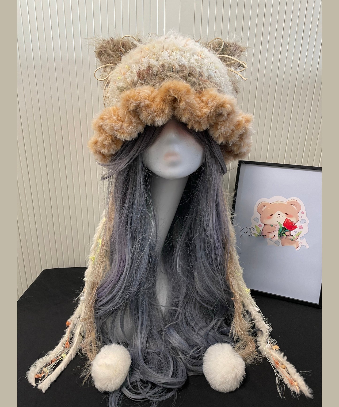 Bonito gorro de punto negro, grueso, cálido y versátil de polar.