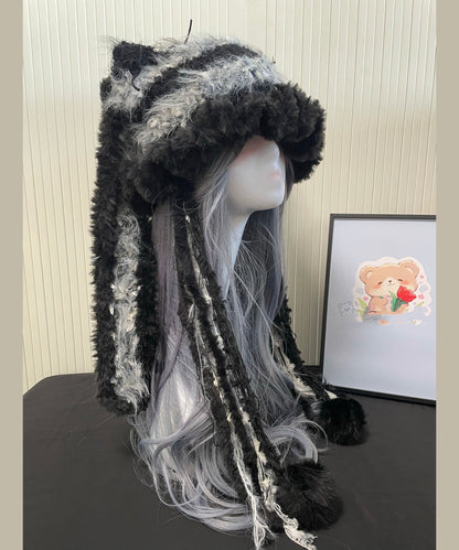 Bonito gorro de punto negro, grueso, cálido y versátil de polar.