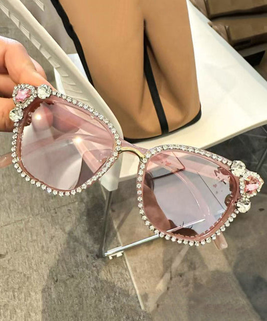 Cute Black Resin Zircon Cat's Eye Sunglasses