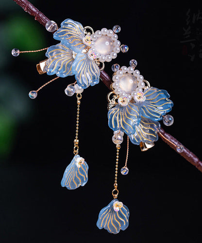 Cute Blue Alloy Coloured Glaze Resin Goldfish A Pair Kids Hairpin