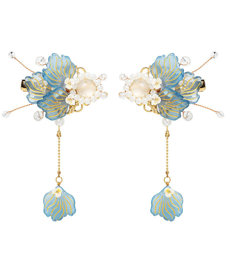 Cute Blue Alloy Coloured Glaze Resin Goldfish A Pair Kids Hairpin