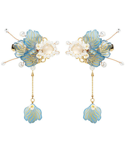 Cute Blue Alloy Coloured Glaze Resin Goldfish A Pair Kids Hairpin
