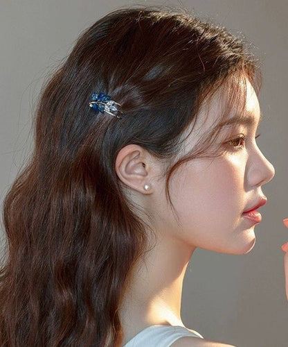 Cute Blue Alloy Zircon Butterfly Crystal Hairpin Two-Piece Set