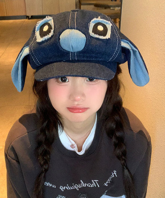 Cute Cartoon Blue Big Ear Denim Breton Hat