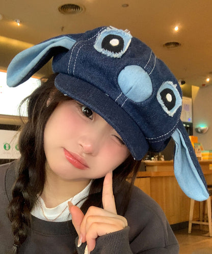 Cute Cartoon Blue Big Ear Denim Breton Hat