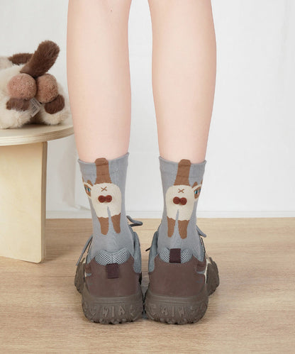 Niedliche Baumwollsocken mit Katzenmotiv, mittelhoch, bis zur Wade