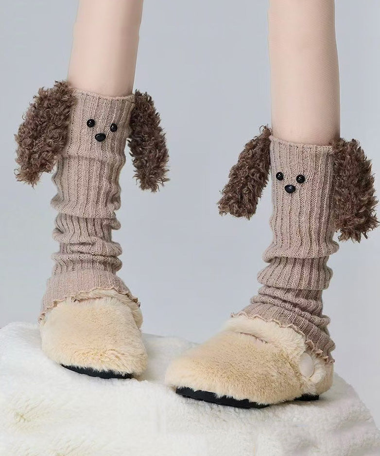 Cute Cartoon Coffee Fuzzy Fur Knit Sock Covers