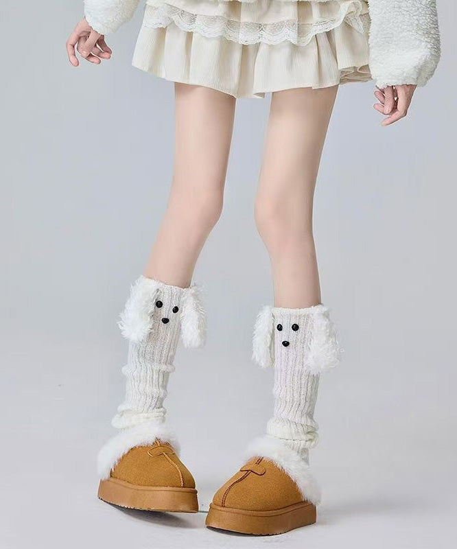 Cute Cartoon Coffee Fuzzy Fur Knit Sock Covers