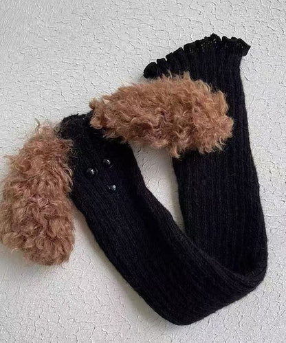 Cute Cartoon Coffee Fuzzy Fur Knit Sock Covers