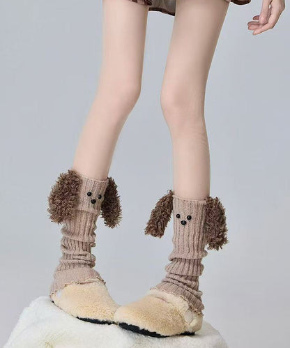 Cute Cartoon Coffee Fuzzy Fur Knit Sock Covers