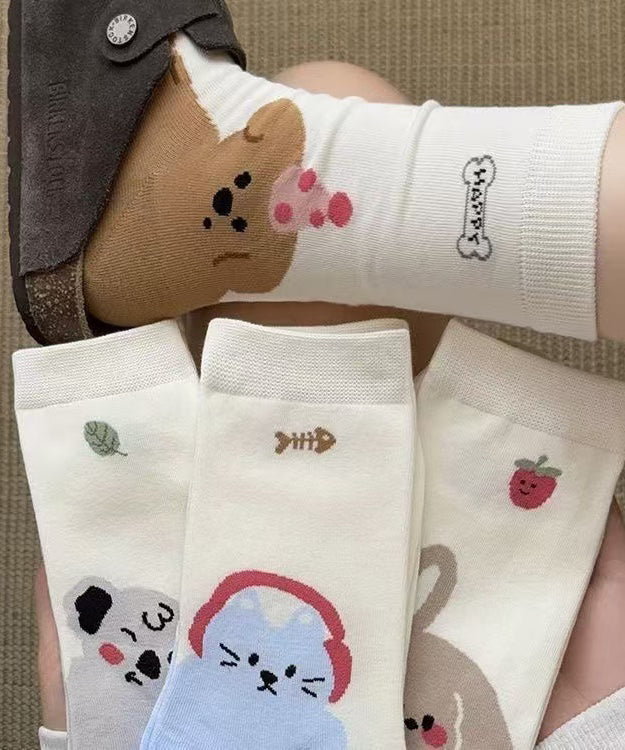 Cute Cartoon Thin Mid Calf Socks Summer