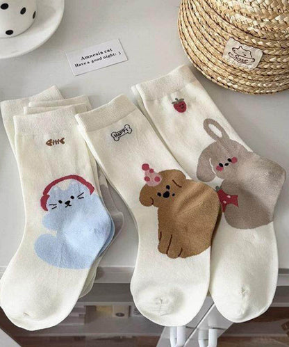 Cute Cartoon Thin Mid Calf Socks Summer