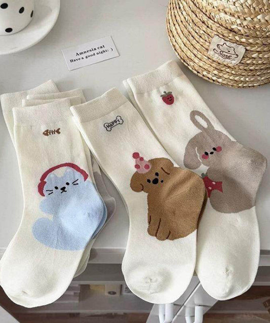 Cute Cartoon Thin Mid Calf Socks Summer