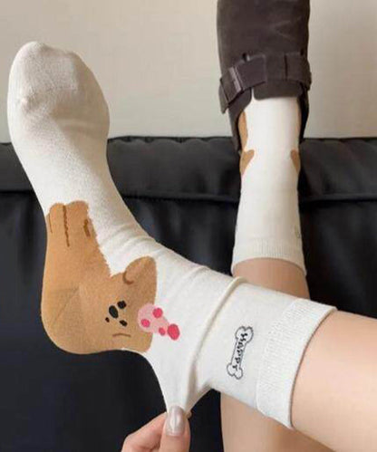 Cute Cartoon Thin Mid Calf Socks Summer