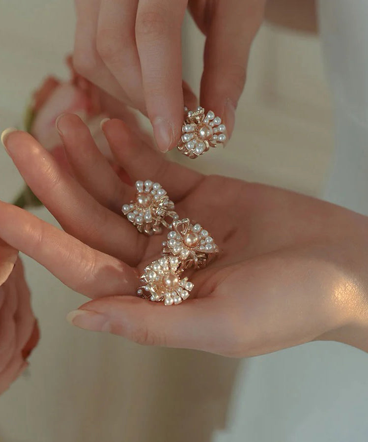 Niedliche Haarnadel aus Goldlegierung und Perle mit vier Kombinationsmöglichkeiten