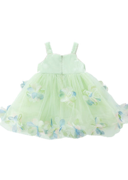 Cute Green Sequins Floral Tulle Kids Girls Holiday Dress Summer