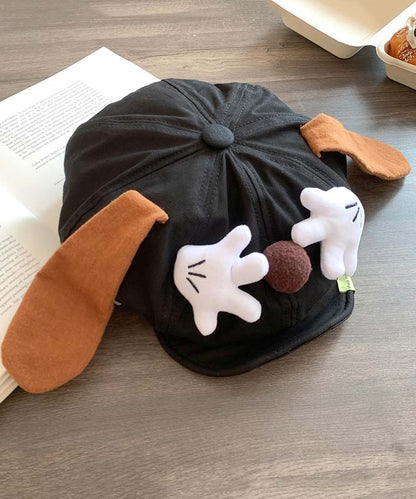 Cute Khaki Cartoon Dog Ears Versatile Breton Hat