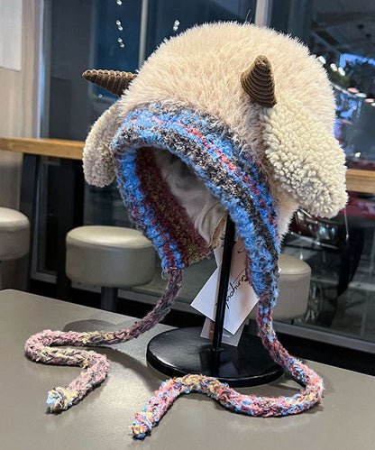 Bonito gorro boonie de punto de polar grueso y cálido de color caqui para invierno