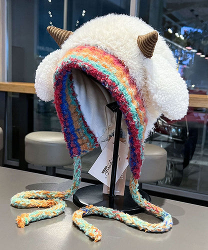 Bonito gorro boonie de punto de polar grueso y cálido de color caqui para invierno