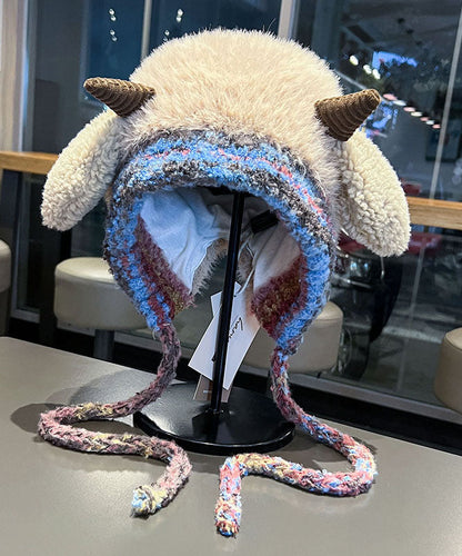 Bonito gorro boonie de punto de polar grueso y cálido de color caqui para invierno