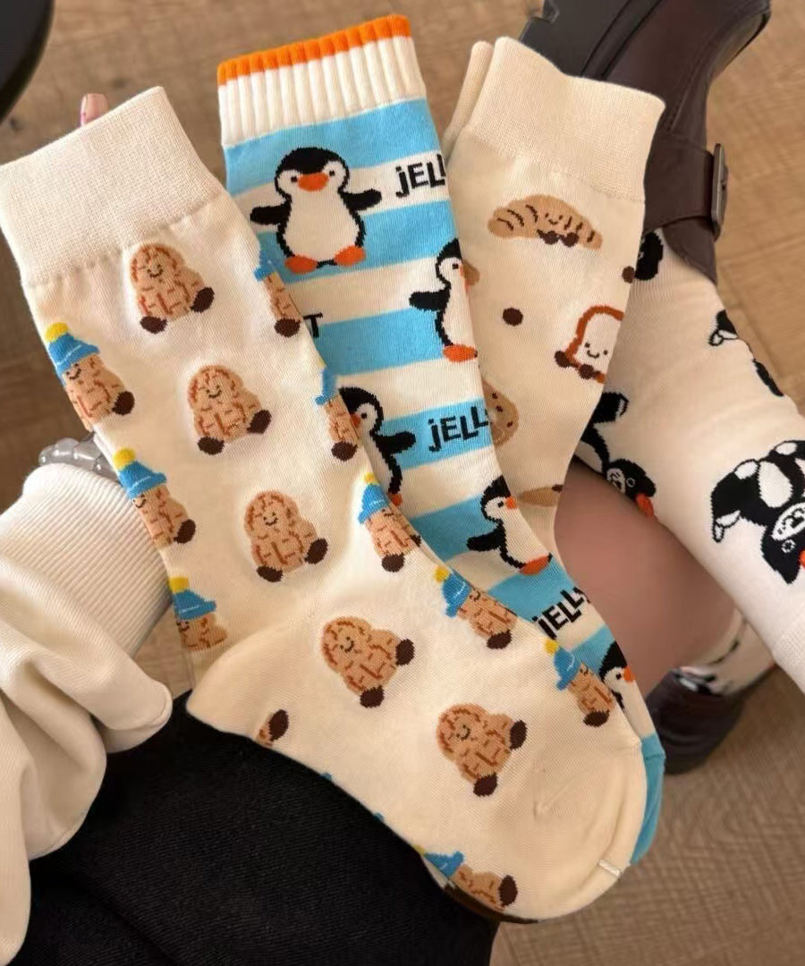 Cute Personalized Cartoon Cotton Mid Calf Socks