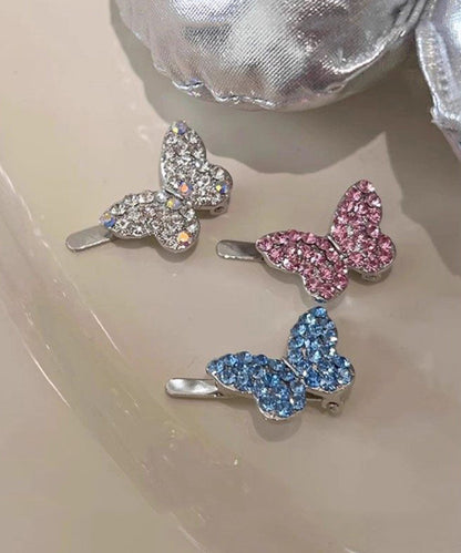 Cute Pink Alloy Zircon Butterfly Hairpin