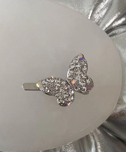 Cute Pink Alloy Zircon Butterfly Hairpin