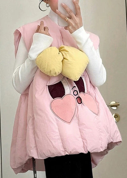 Niedliches zweiteiliges Set aus warmer Weste und T-Shirt mit rosa Schleifenmuster für den Winter