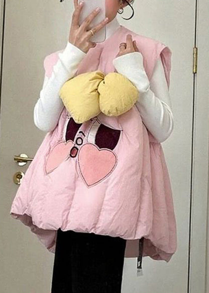 Niedliches zweiteiliges Set aus warmer Weste und T-Shirt mit rosa Schleifenmuster für den Winter