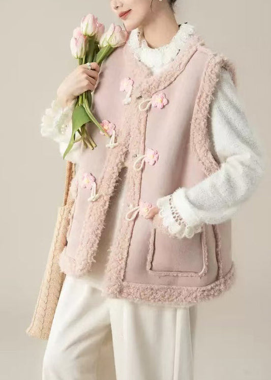 Bonita chaqueta de invierno con estampado de flores y patchwork de color rosa de gran tamaño.