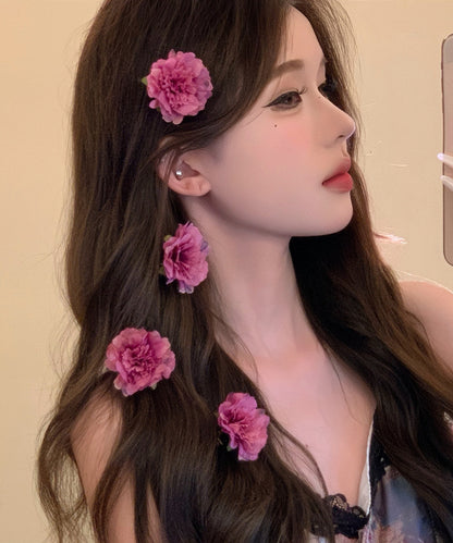 Cute Pink Rose Alloy Floral Four Hairpin
