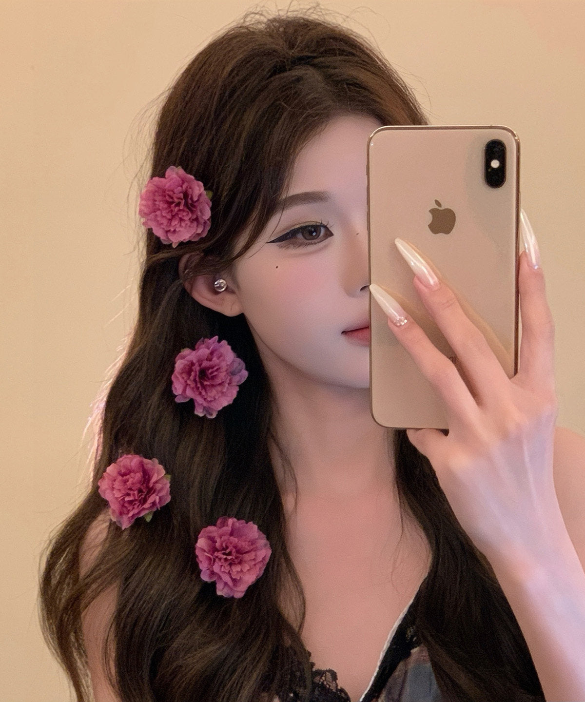Cute Pink Rose Alloy Floral Four Hairpin