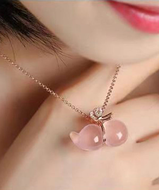 Bonita pulsera con dije de calabaza de cristal en plata de ley rosa