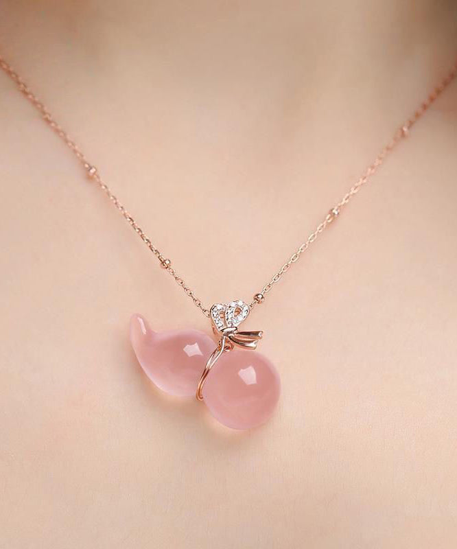 Süßes rosa Sterling Silber Kristall Kürbis Charm Armband