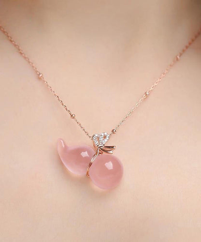 Süßes rosa Sterling Silber Kristall Kürbis Charm Armband