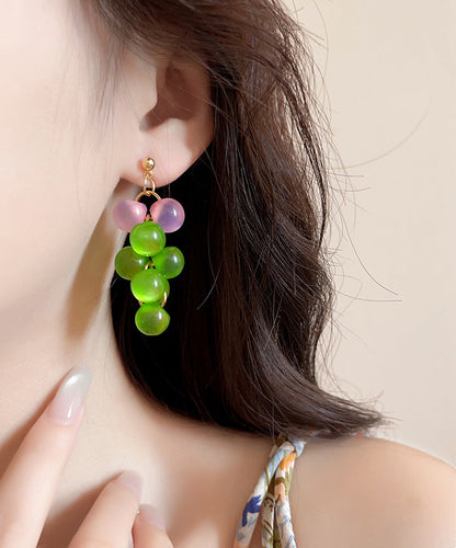 Cute Purple Copper Overgild Crystal Grape Drop Earrings