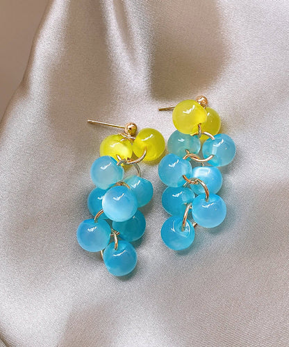 Cute Purple Copper Overgild Crystal Grape Drop Earrings