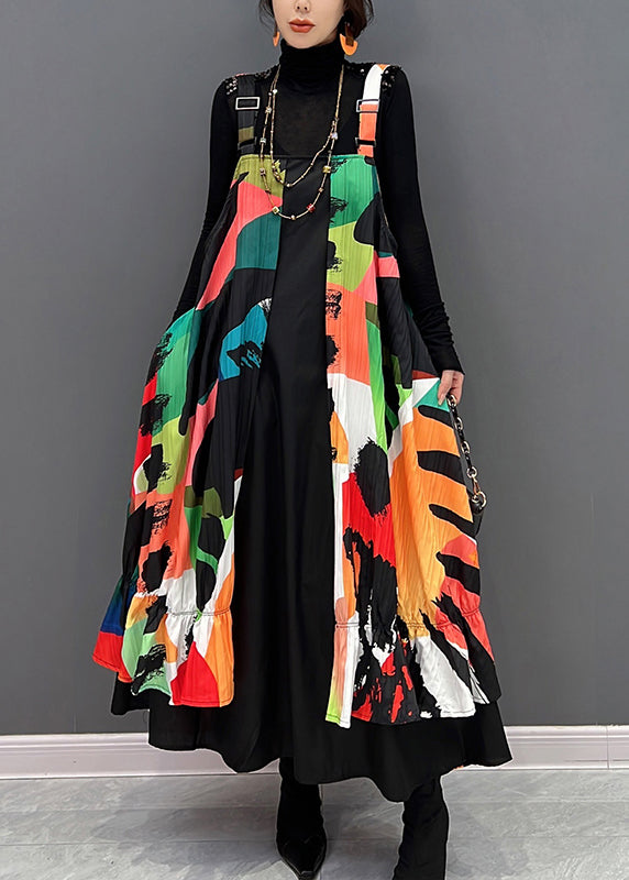 Süßes rotes Maxikleid mit Schlitzausschnitt und Print für den Herbst