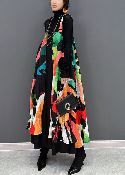 Süßes rotes Maxikleid mit Schlitzausschnitt und Print für den Herbst