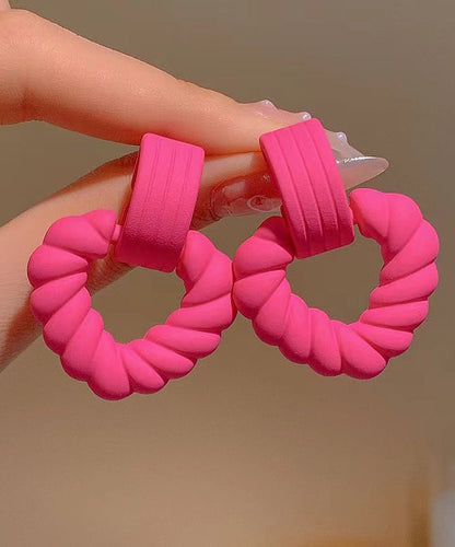 Süße Rose Acryl Liebe Fried Dough Twists Hohle Tropfen Ohrringe