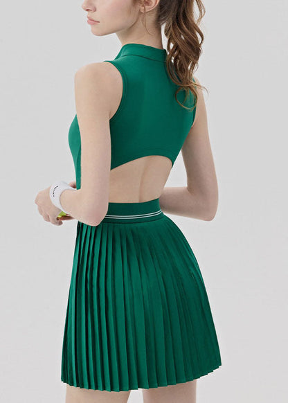 Cute Style Blue Hollow Out Wrinkled Sports Dress