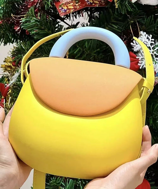 Bolso tote versátil de piel sintética resistente y duradero, color amarillo