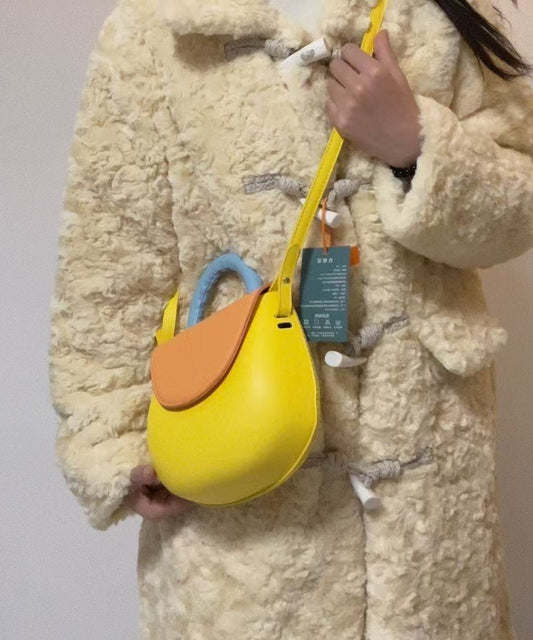 Bolso tote versátil de piel sintética resistente y duradero, color amarillo