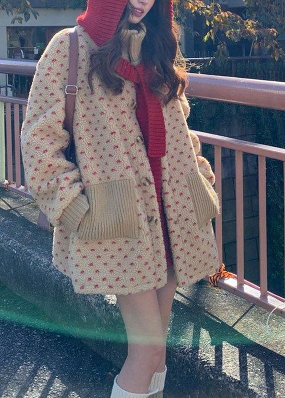 Niedlicher gelber Rollkragenmantel mit Taschen und Reißverschluss aus Kunstpelz, Laternenärmel